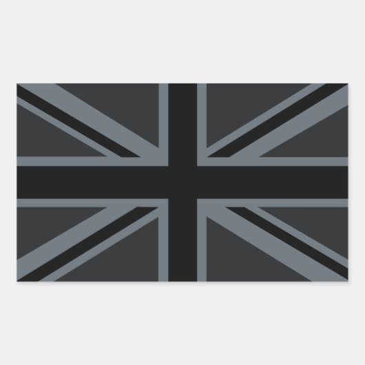 Dekor der britischen Flagge von Black Union Jack Rechteckiger Aufkleber (Vorderseite)