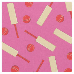 Dekor der Cricket Sports Bats and Balls Boys Rosa Stoff