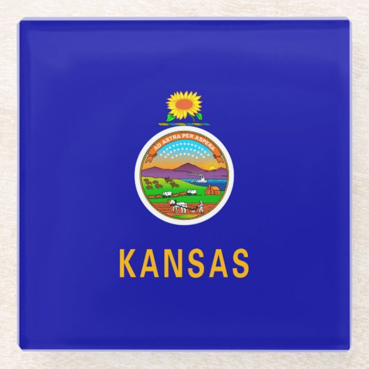 Dekor der Kansas-Staatsflagge Glasuntersetzer (Vorderseite)