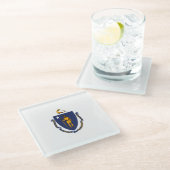 Dekor der Massachusetts State Flag Glasuntersetzer (Schrägansicht)