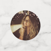 Dekor der Quinceanera-Tische | Rose Gold Black Fot Konfetti (Klein Vorderseite)