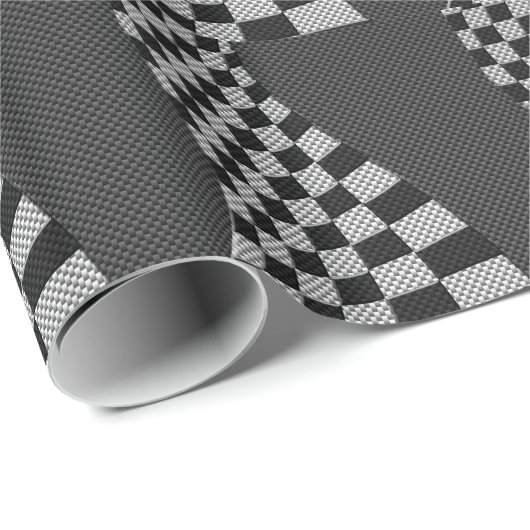 Dekor der Racing Flag Wave im Carbon Fibre-Stil Geschenkpapier (Rolleneckpunkt)
