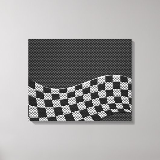 Dekor der Racing Flag Wave im Carbon Fibre-Stil Leinwanddruck (Vorderseite)