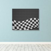 Dekor der Racing Flag Wave im Carbon Fibre-Stil Leinwanddruck (Insitu (Holzboden))