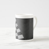Dekor der Racing Flag Wave im Carbon Fibre-Stil Porzellantasse (Vorderseite Rechts)