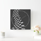 Dekor der Racing Flag Wave im Carbon Fibre-Stil Quadratische Wanduhr (Zuhause)