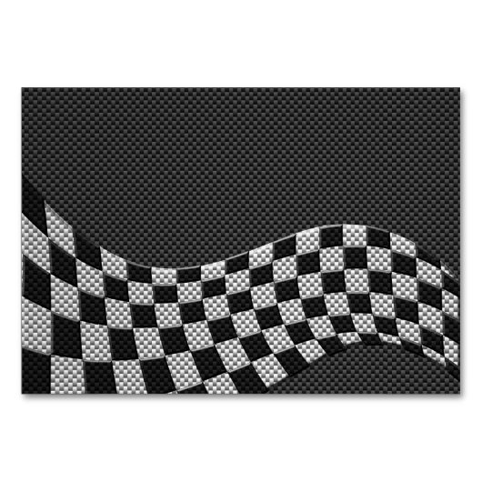Dekor der Racing Flag Wave im Carbon Fibre-Stil Tischnummer (Vorderseite)
