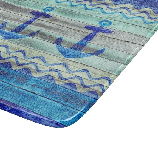 Dekor der rustikalen Navy Blue Coastal Anker Schneidebrett (Ecke)