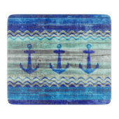 Dekor der rustikalen Navy Blue Coastal Anker Schneidebrett (Vorderseite)