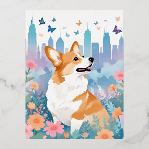 Dekor der Vintagen Tierwelt von Corgi Folien Feiertagspostkarte