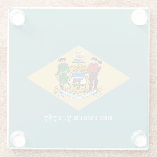 Dekor des Delaware-Zustandsflaggen Glasuntersetzer (Rückseite)