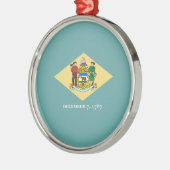 Dekor des Delaware-Zustandsflaggen Silbernes Ornament (Links)
