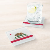 Dekor des Flaggendesigns des Staates Kalifornien Glasuntersetzer (Schrägansicht)