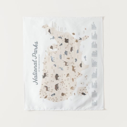 Dekor des neutralen Nationalparks Landkarte Kinder Wandteppich (Vorderseite)