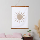 Dekor des neutralen Sun Boho-Kinderzimmers Wandteppich Mit Holzrahmen (Schlafzimmer)