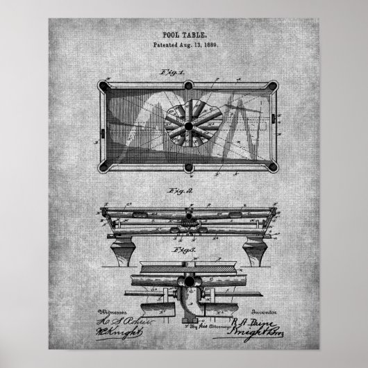 Dekor des Poolraums Print 10 Pool Table Patent Art Poster (Vorne)