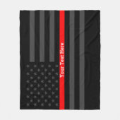 Dekor-dünne rote Linie personalisierte Schwarzes Fleecedecke (Vorderseite)