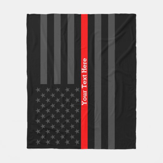 Dekor-dünne rote Linie personalisierte Schwarzes Fleecedecke (Vorderseite)