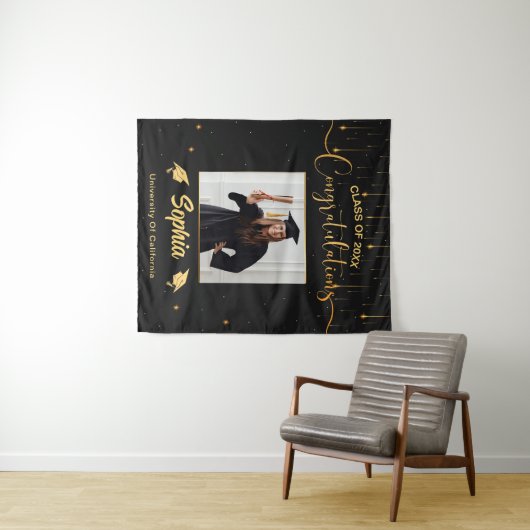 Dekor für benutzerdefinierte Graduationspartei 202 Wandteppich (Beispiel (Horizontal))