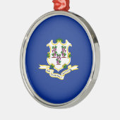 Dekor für das Design der Flaggen des Connecticut-Z Silbernes Ornament (Links)