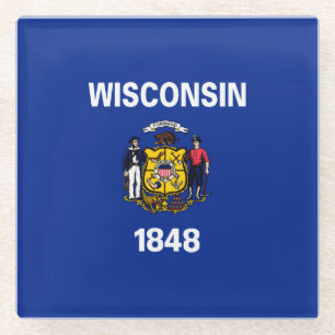 Dekor für das Design der Staatsflagge von Wisconsi Glasuntersetzer