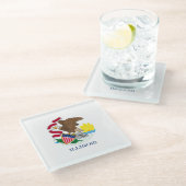 Dekor für die Flaggen des Illinois-Staates Glasuntersetzer (Schrägansicht)