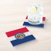 Dekor für die Flaggen des Staates Missouri Glasuntersetzer (Schrägansicht)