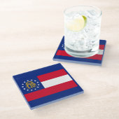 Dekor für die Flaggengestaltung in Georgien Glasuntersetzer (Schrägansicht)