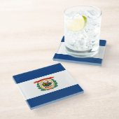 Dekor für die Staatsflagge West Virginia Glasuntersetzer (Schrägansicht)