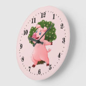 Dekor für niedliche Schweine Große Wanduhr (Winkel)