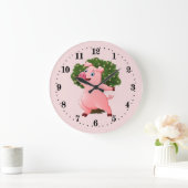 Dekor für niedliche Schweine Große Wanduhr (Zuhause)