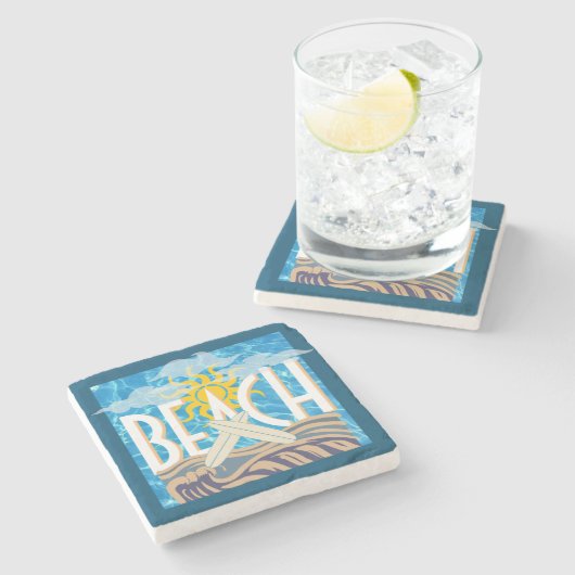 Dekor für Strandsurfer Steinuntersetzer (Seitenansicht)