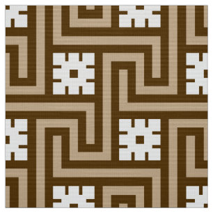 Dekor Griechischer Schlüssel, Taupe-Tan und Braun Stoff