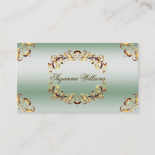 Dekor mit goldenem Dekor, grüner Schimmer, ausgeze Visitenkarte (Vorderseite)