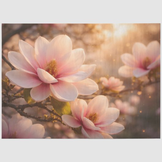 Dekor mit rosa Magnolienblüten Seidenpapier (Vorderseite)