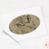 Dekor von Pisces Constellation Hevelius 1690 Ovaler Aufkleber (Umschlag)