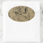 Dekor von Pisces Constellation Hevelius 1690 Ovaler Aufkleber (Tasche)