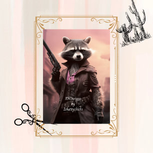 Dekor Waschbär Sheriff in City Noir Rosa Haze Seidenpapier