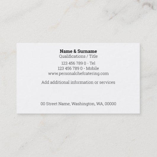 Dekorateure aus weißem Marmor aus Naturstein Visitenkarte (Rückseite)