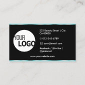 Dekoration Aquamariner Blauer Glam mit Logo-Fotos Visitenkarte (Rückseite)