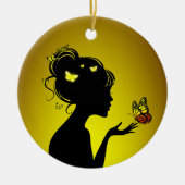 Dekoration aus Keramik Gelbe Schmetterlinge (Vorne)