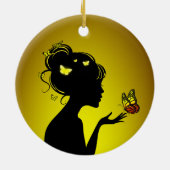 Dekoration aus Keramik Gelbe Schmetterlinge (Hinten)