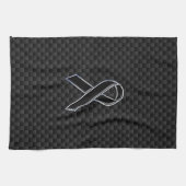 Dekoration aus schwarzem Ribbon Awareness Carbon F Geschirrtuch (Horizontal)