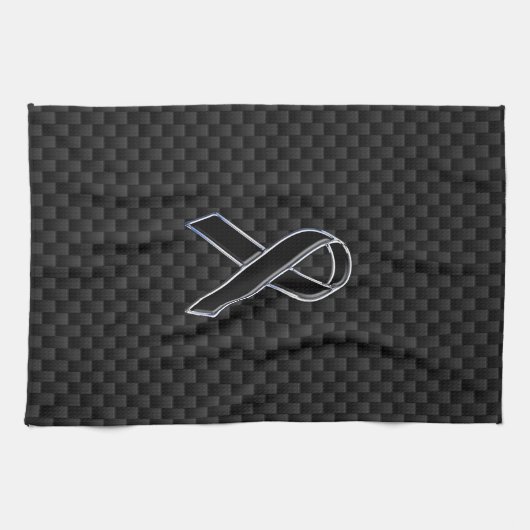 Dekoration aus schwarzem Ribbon Awareness Carbon F Geschirrtuch (Horizontal)