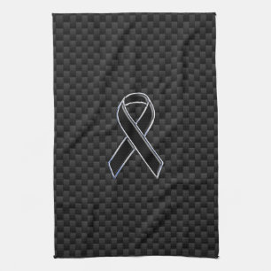 Dekoration aus schwarzem Ribbon Awareness Carbon F Geschirrtuch