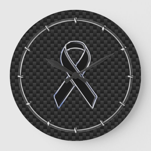 Dekoration aus schwarzem Ribbon Awareness Carbon F Große Wanduhr (Vorderseite)