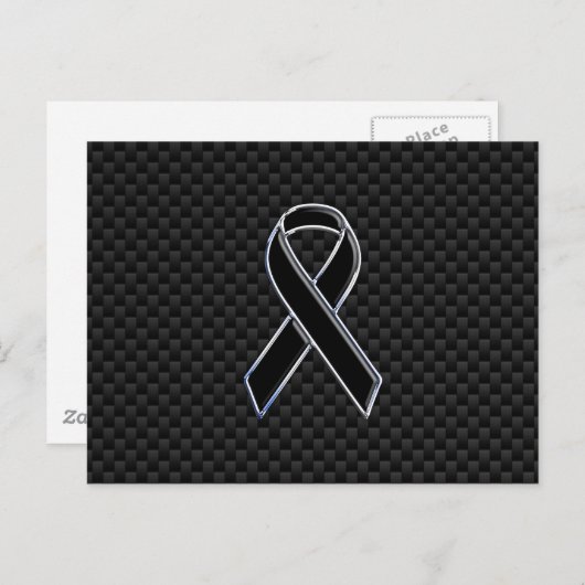 Dekoration aus schwarzem Ribbon Awareness Carbon F Postkarte (Vorne/Hinten)