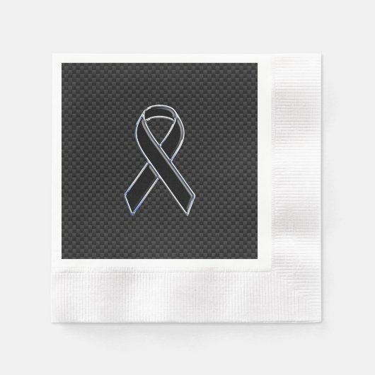 Dekoration aus schwarzem Ribbon Awareness Carbon F Serviette (Vorderseite)