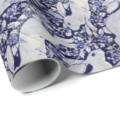 Dekoration aus weißen und blauen Kaninchen Cobalt Geschenkpapier (Rolleneckpunkt)
