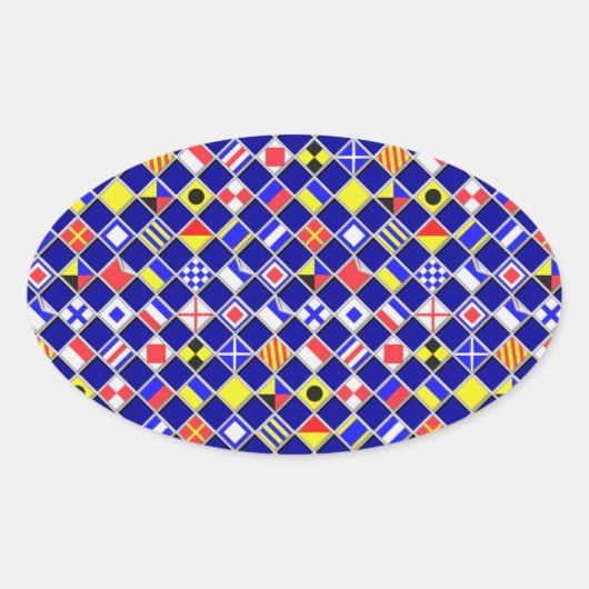 Dekoration der 3D-Effekte Gestaltete eckte nautisc Ovaler Aufkleber (Vorderseite)